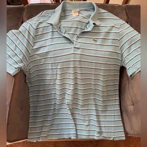 Lacoste size 9 light blue with tiny black & white stripes